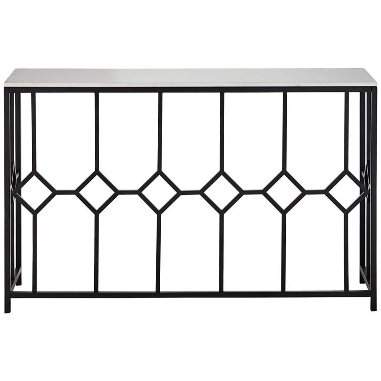 Image 7 Addy 52 1/4" Wide Stone and Black Iron Console Table more views