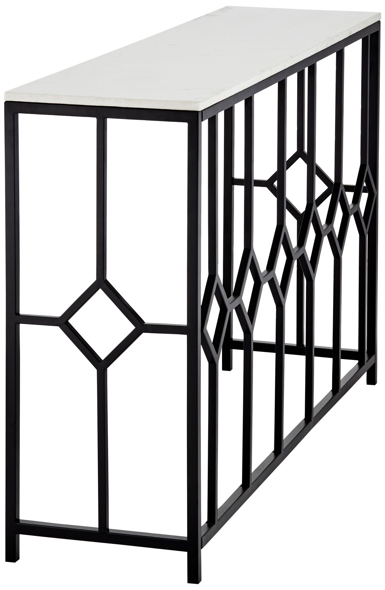 Addy 52 1/4" Wide Stone and Black Iron Console Table in scene