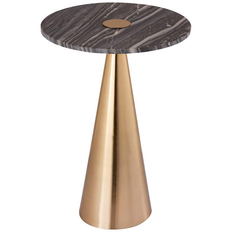 Image 2 Addyson 16" Wide Brushed Gold and Gray Natural Side Table