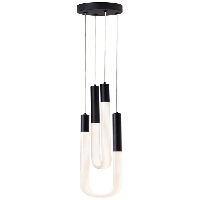 Image 1 Adel 4" Wide 2-Light Black LED Pendant