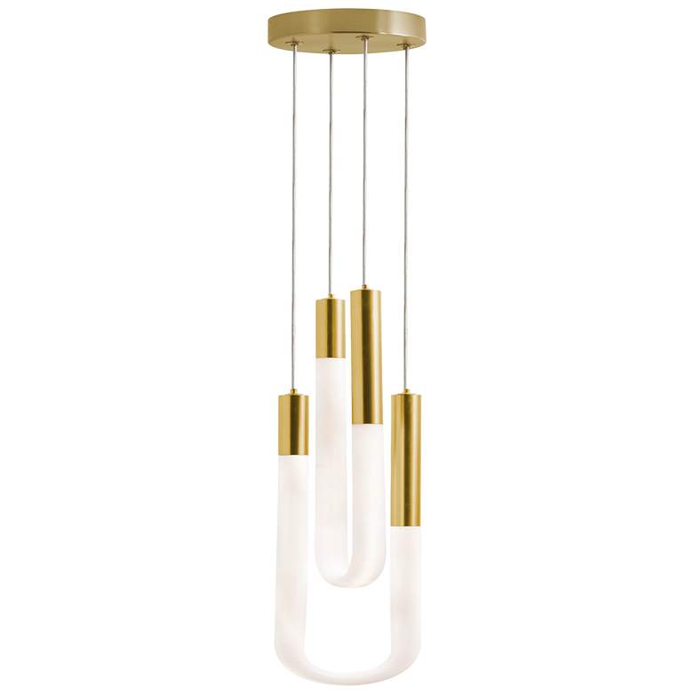 Image 1 Adel 4" Wide 2-Light Light Antique Brass LED Pendant