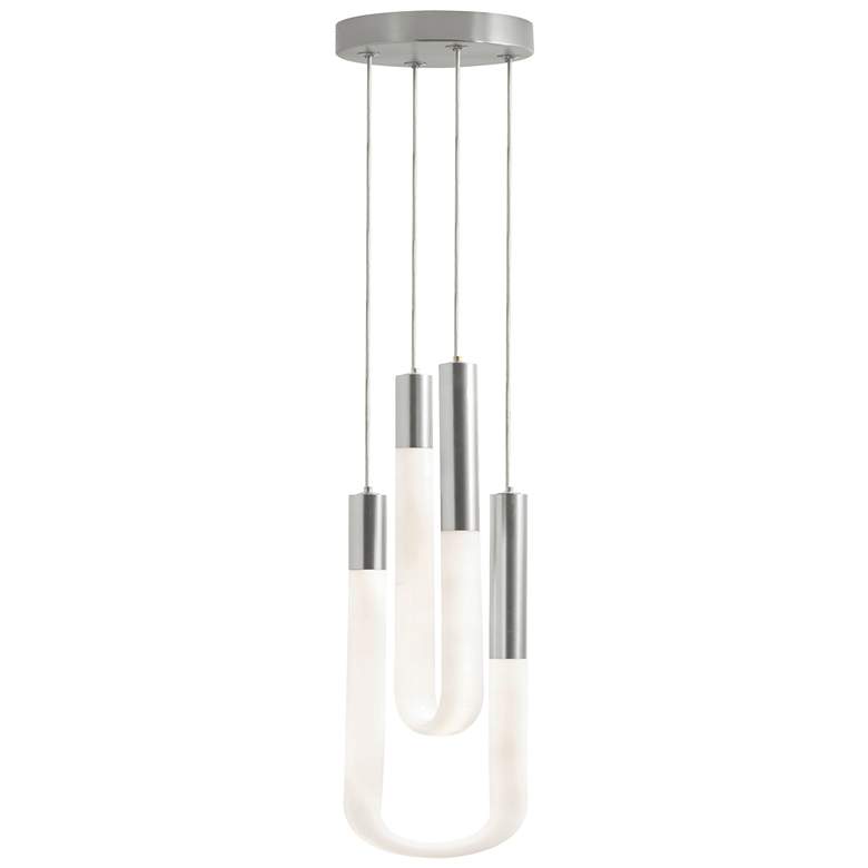Image 1 Adel 4" Wide 2-Light Satin Nickel LED Pendant