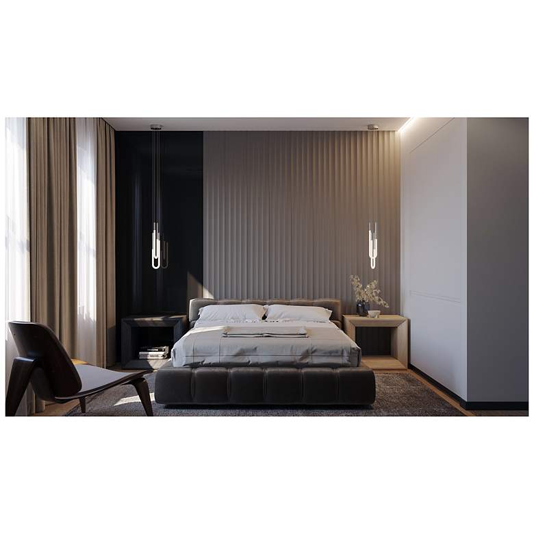 Image 2 Adel 4" Wide 2-Light Satin Nickel LED Pendant more views