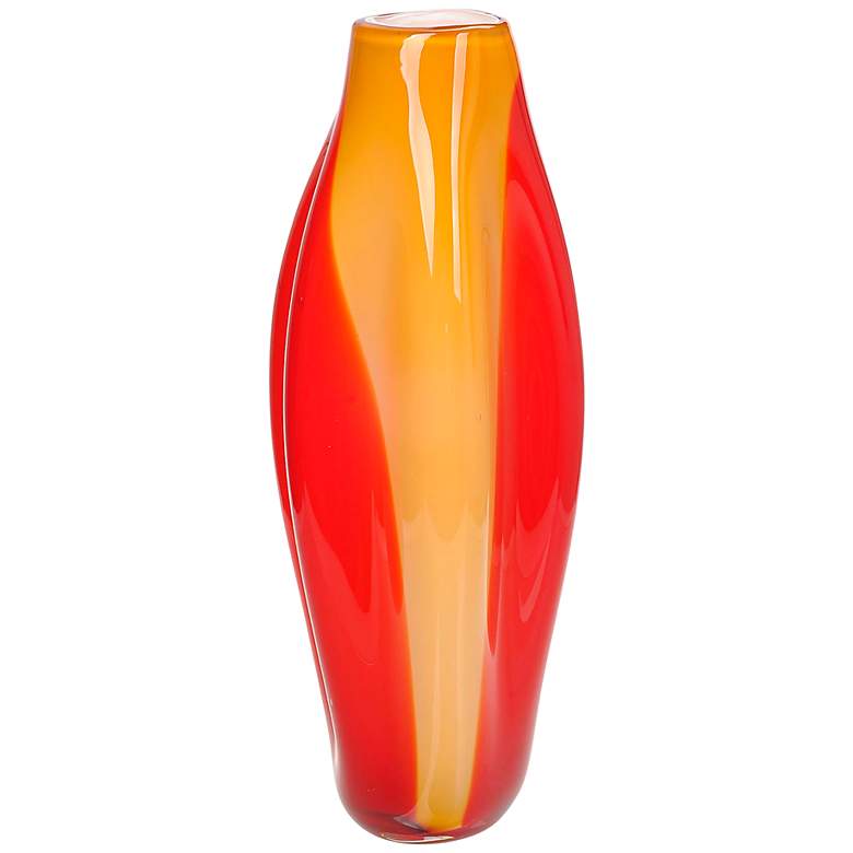 Image 1 Adel Orange and Red Glass Hand-Blown 22 inch High Glass Vase