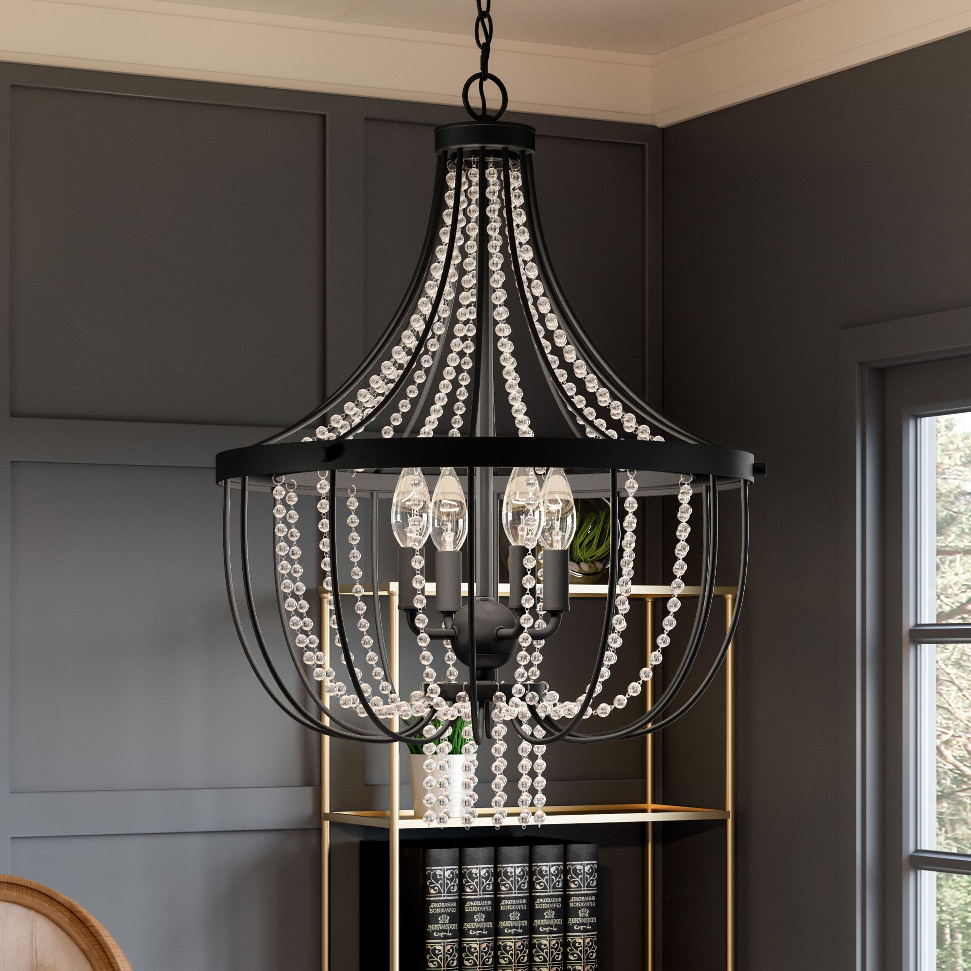 Adelaide 4Light Matte Black Pendant 106T2 Lamps Plus