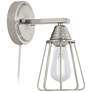 Adelaide Brushed Nickel Cage Plug-In Wall Lamp