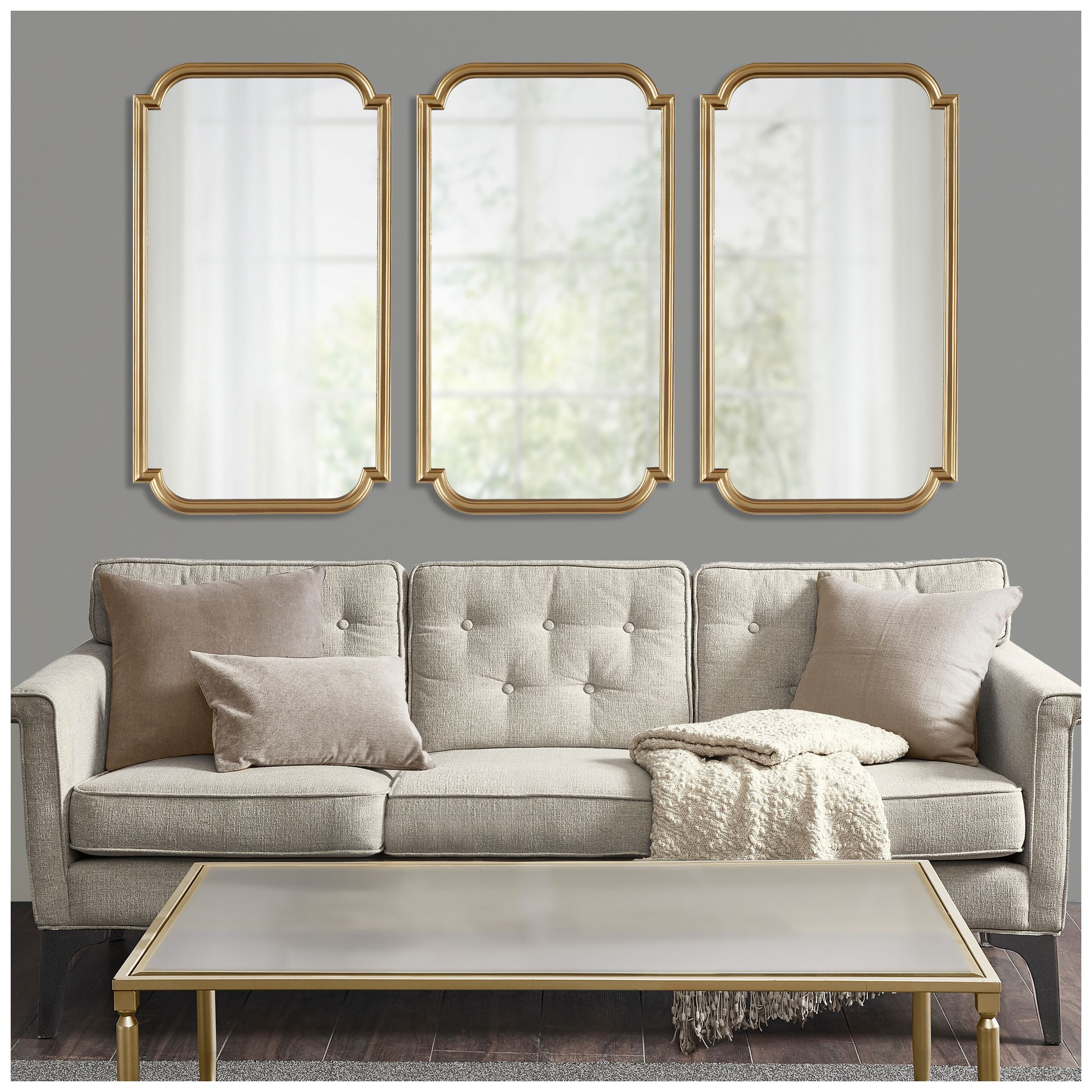 Adelaide Metallic Gold 21 1/4" x 38" Rectangular Wall Mirror in scene