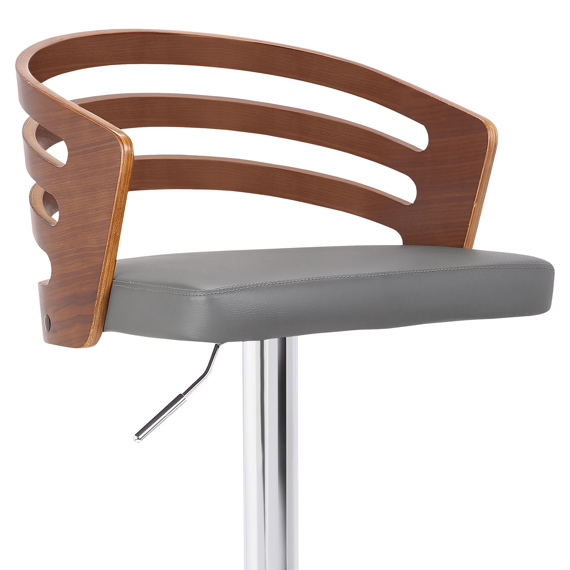 Image 5 Adele Adjustable Swivel Barstool in Grey Faux Leather and Chrome Base more views