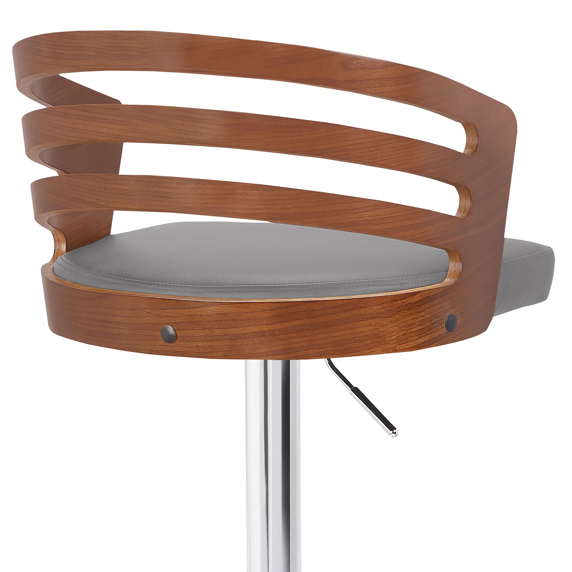 Image 6 Adele Adjustable Swivel Barstool in Grey Faux Leather and Chrome Base more views