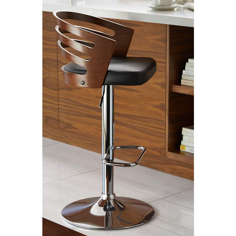 Image 2 Adele Black Faux Leather Adjustable Swivel Bar Stool