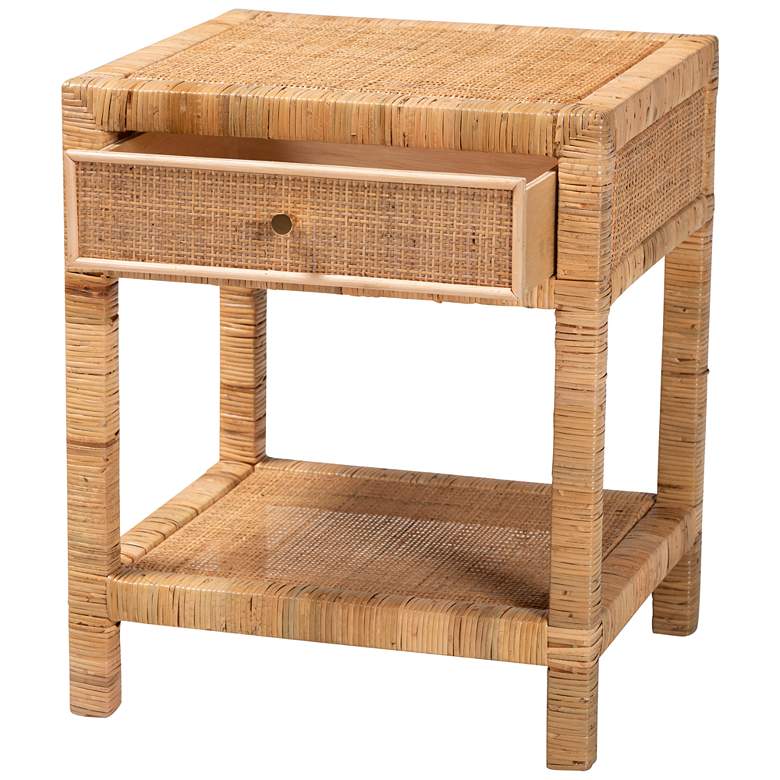 Image 5 Adelia 20 1/2" Wide Natural Brown Rattan 1-Drawer Nightstand more views