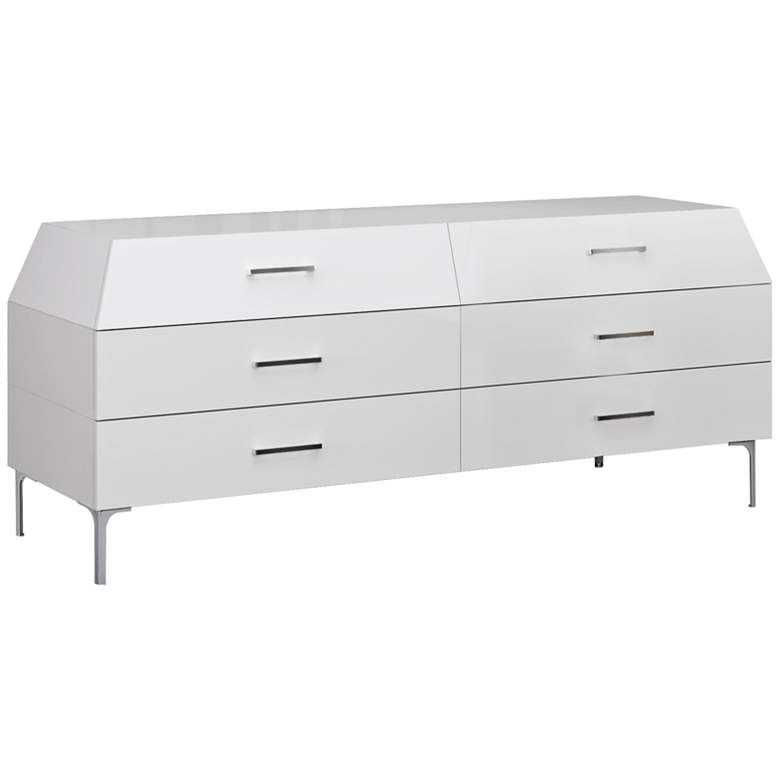 Image 1 Adelina High-Gloss White Modern 6-Drawer Dresser