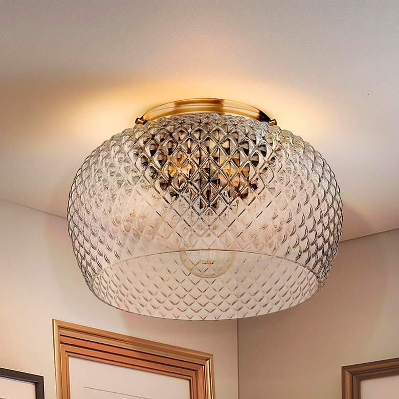 Image 1 Adeline 14" Wide Modern Brushed Gold 3-Light Ceiling Light