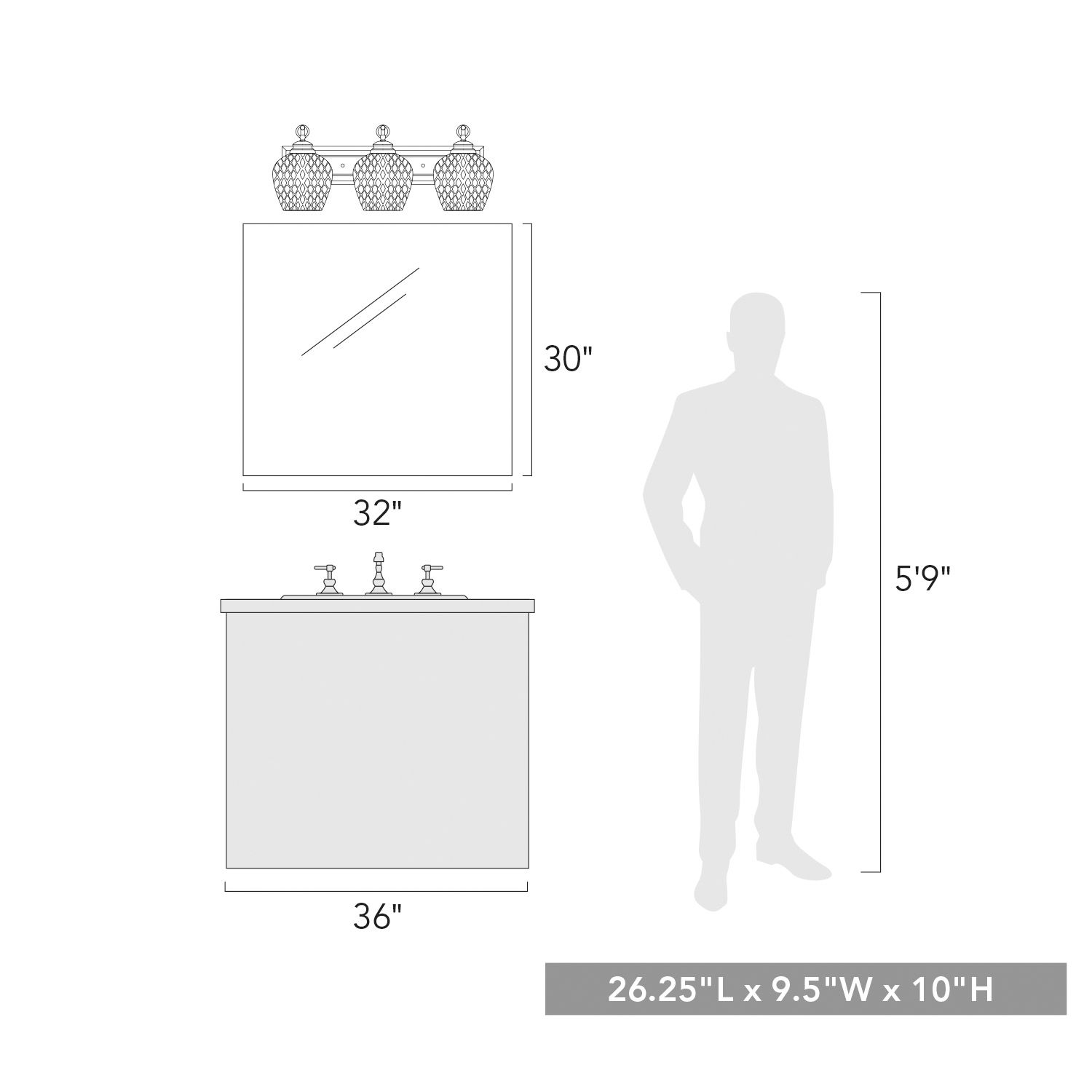 Image 5 Adeline 26 1/4" Wide Matte Black 3-Light Vanity Bath Light more views