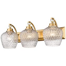 Adeline 26 1/4" Wide Modern Brushed Gold Vanity Light With Clear Glass