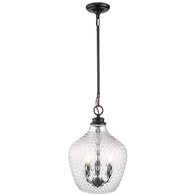 Image 1 Adeline 3-Light Pendant in Matte Black with Clear Glass
