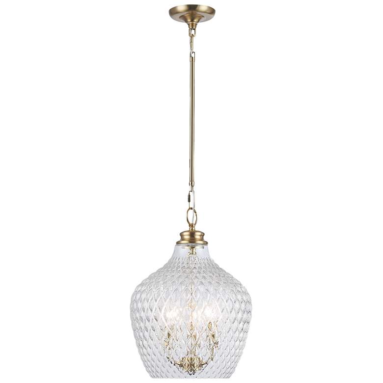 Image 1 Adeline 3-Light Pendant in Modern Brushed Gold with Clear Glass