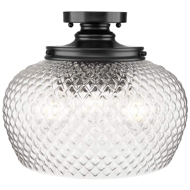 Image 1 Adeline 3 Light Semi-Flush in Matte Black with Clear Glass Shade