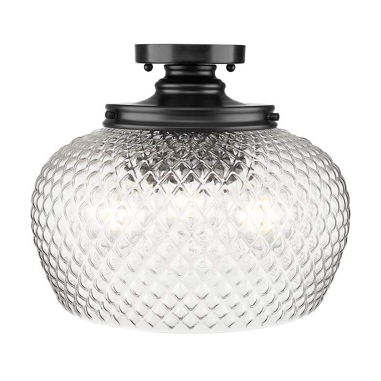 Image 2 Adeline 3 Light Semi-Flush in Matte Black with Clear Glass Shade more views