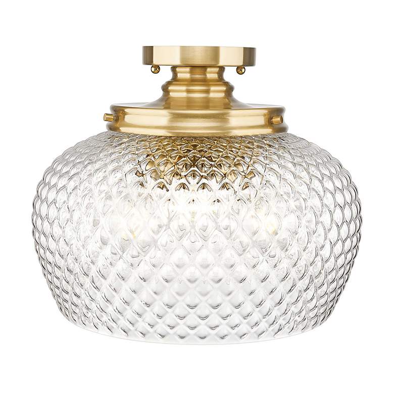 Image 2 Adeline 3 Light Semi-Flush in Modern Brushed Gold with Clear Glass Shade more views