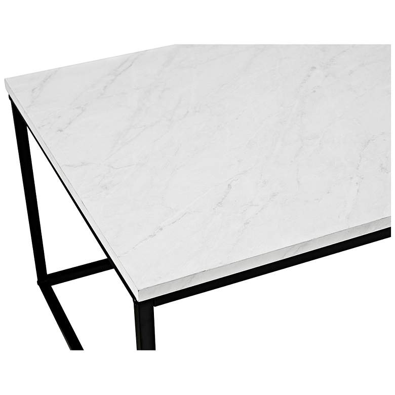 Image 4 Adeline 42 inch Wide Faux White Marble and Metal Coffee Table more views