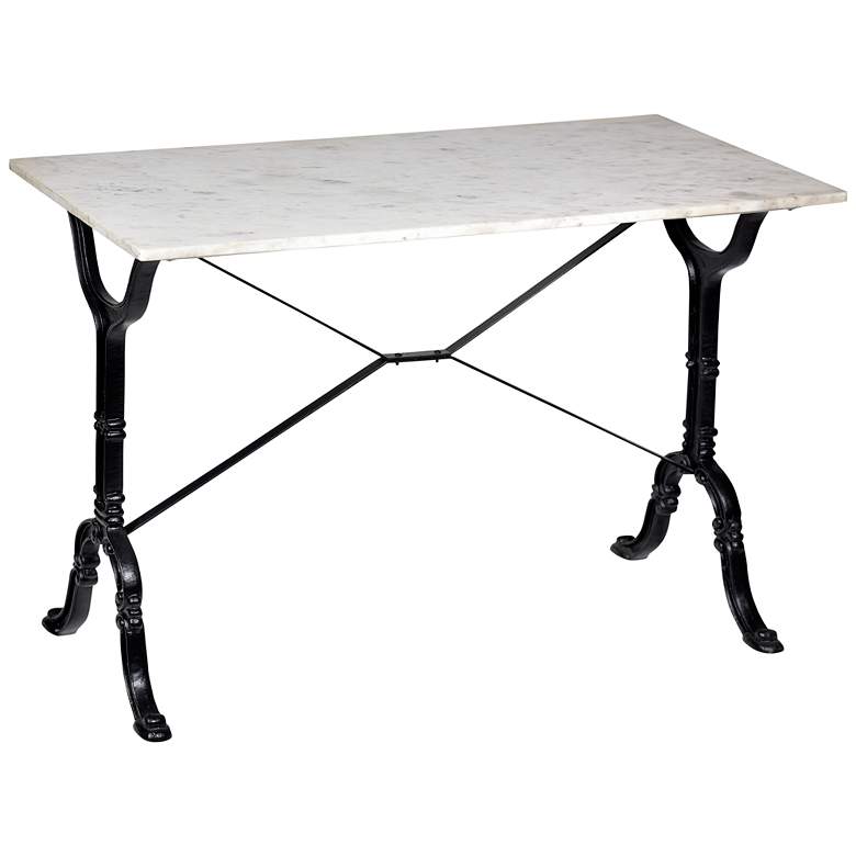Image 1 Adeline 42" Wide White Marble and Black Bar Table