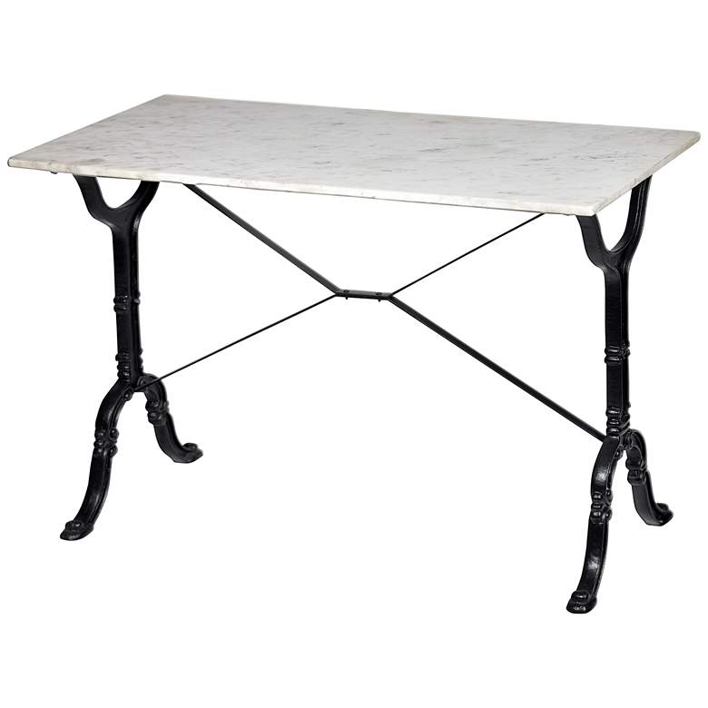 Image 4 Adeline 42" Wide White Marble and Black Bar Table more views