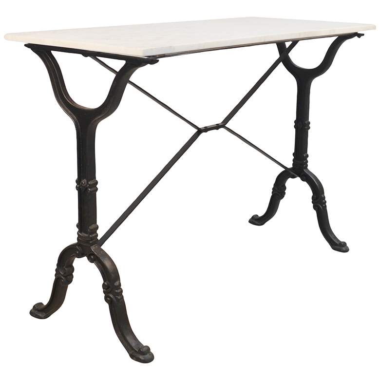 Image 2 Adeline 42"W White Marble Top and Black Base Console Table