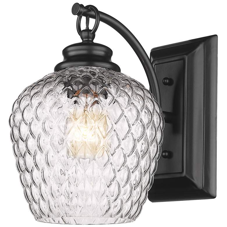 Image 1 Adeline 7 1/8 inch Wide 1-Light Matte Black Wall Sconce With Clear Glass