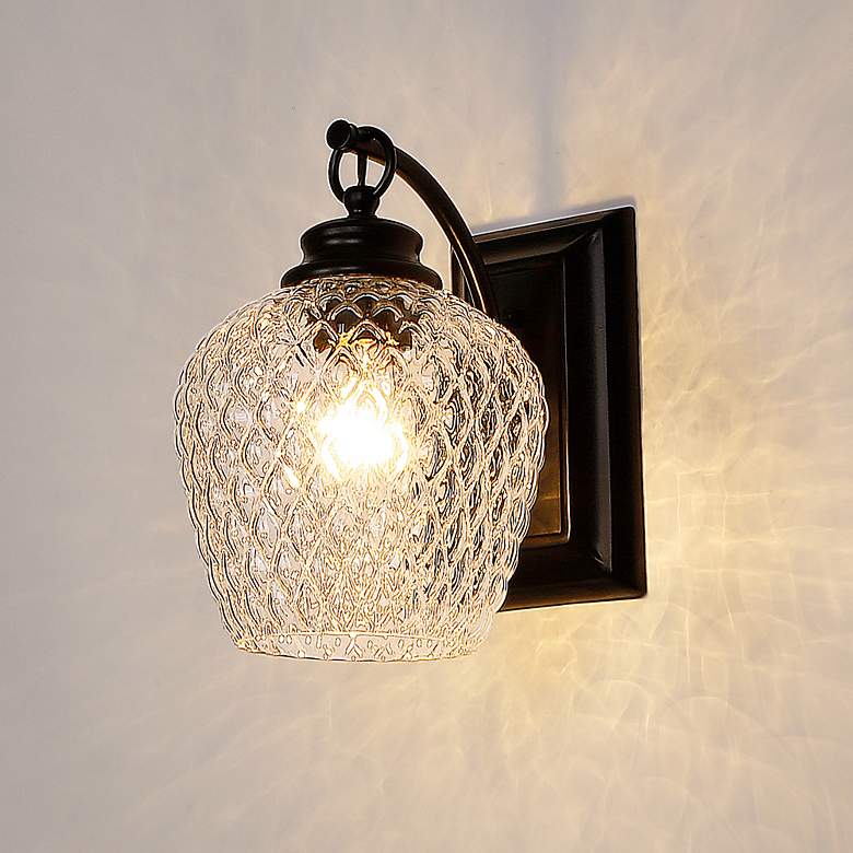 Image 1 Adeline 7 1/8" Wide 1-Light Matte Black Wall Sconce With Clear Glass