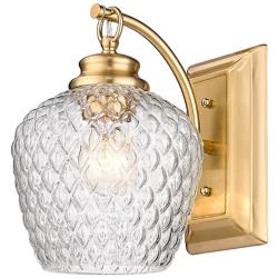Adeline 7 1/8" Wide Modern Brushed Gold Wall Sconce With Clear Glass