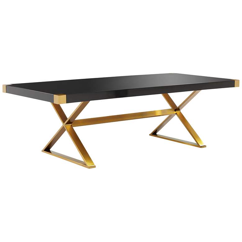 Image 2 Adeline 94 1/2" Wide Black Lacquer and Gold Dining Table