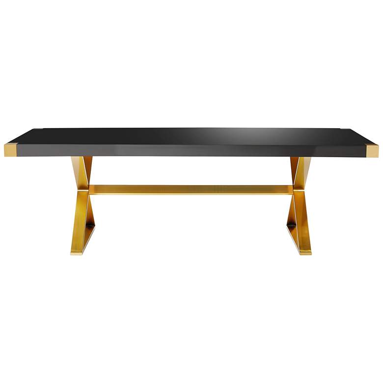 Image 4 Adeline 94 1/2" Wide Black Lacquer and Gold Dining Table more views