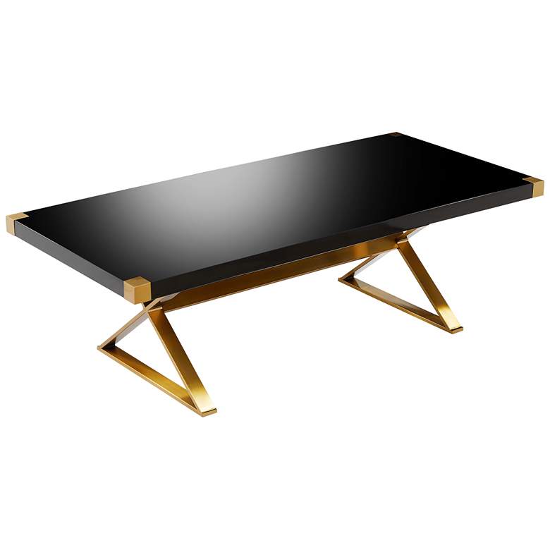 Image 5 Adeline 94 1/2" Wide Black Lacquer and Gold Dining Table more views