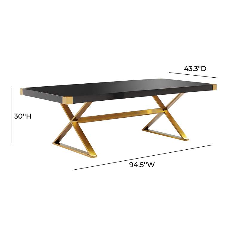 Image 6 Adeline 94 1/2 inch Wide Black Lacquer and Gold Dining Table more views