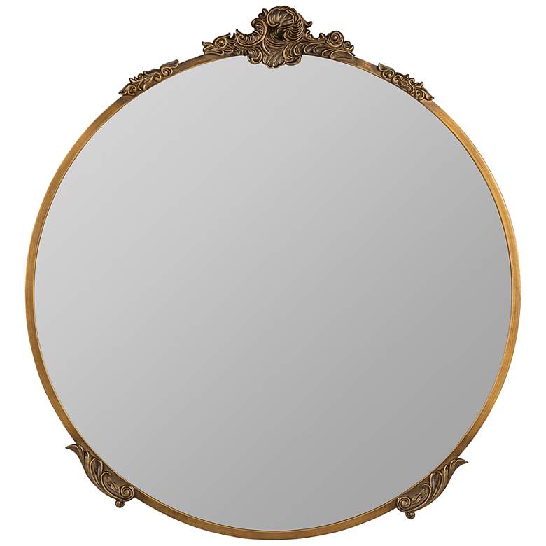 Image 1 Adeline Antique Gold 32 inch Round Ornate Wall Mirror