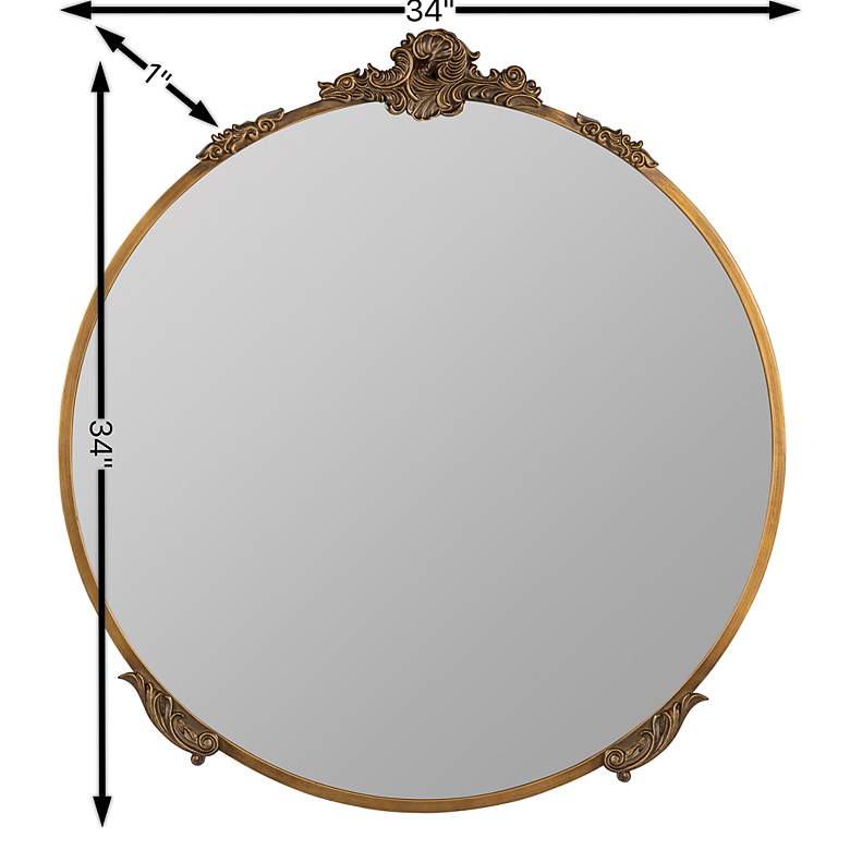 Image 5 Adeline Antique Gold 32 inch Round Ornate Wall Mirror more views