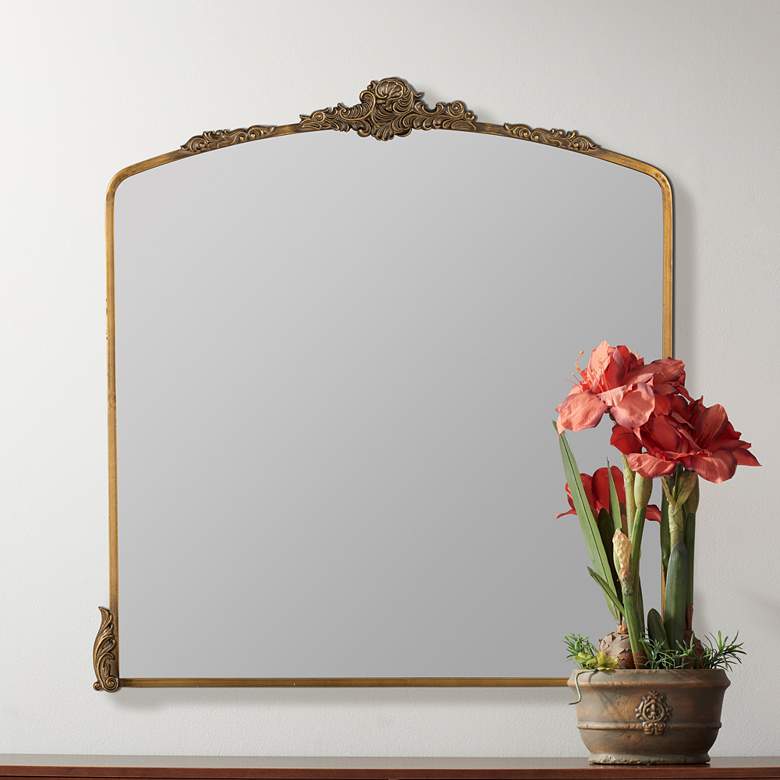 Image 1 Adeline Antique Gold 38 inch x 39 inch Ornate Wall Mirror