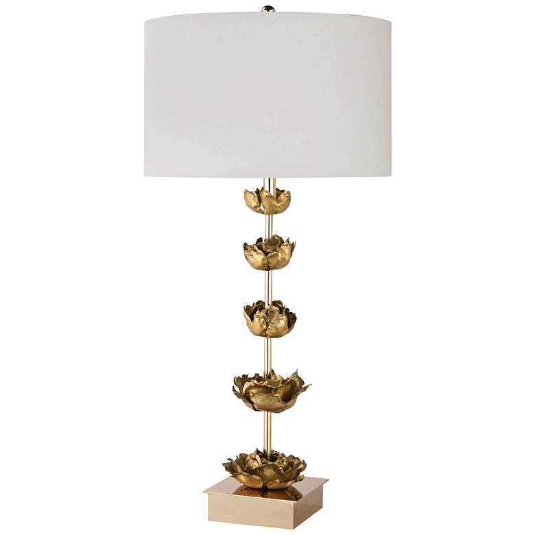 Image 1 Adeline Five Gold Flowers Bloom Metal Table Lamp by Regina Andrew Design