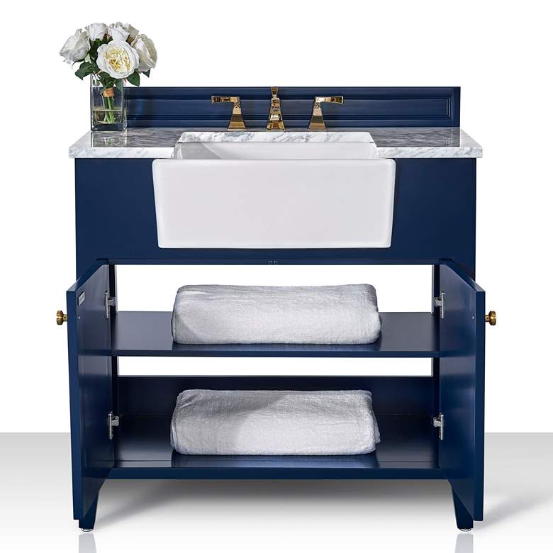 Image 5 Adeline Heritage Blue 36"W White Marble Single Sink Vanity more views