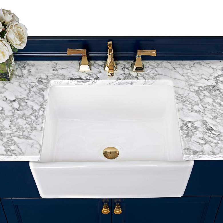 Image 6 Adeline Heritage Blue 36 inchW White Marble Single Sink Vanity more views
