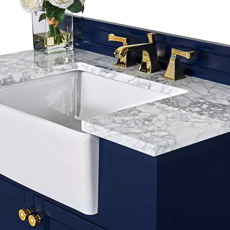 Image 7 Adeline Heritage Blue 36 inchW White Marble Single Sink Vanity more views