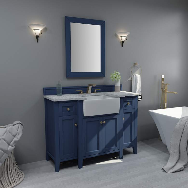 Image 1 Adeline Heritage Blue 48 inchW White Marble Single Sink Vanity