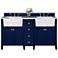 Adeline Heritage Blue 60"W White Marble Double Sink Vanity