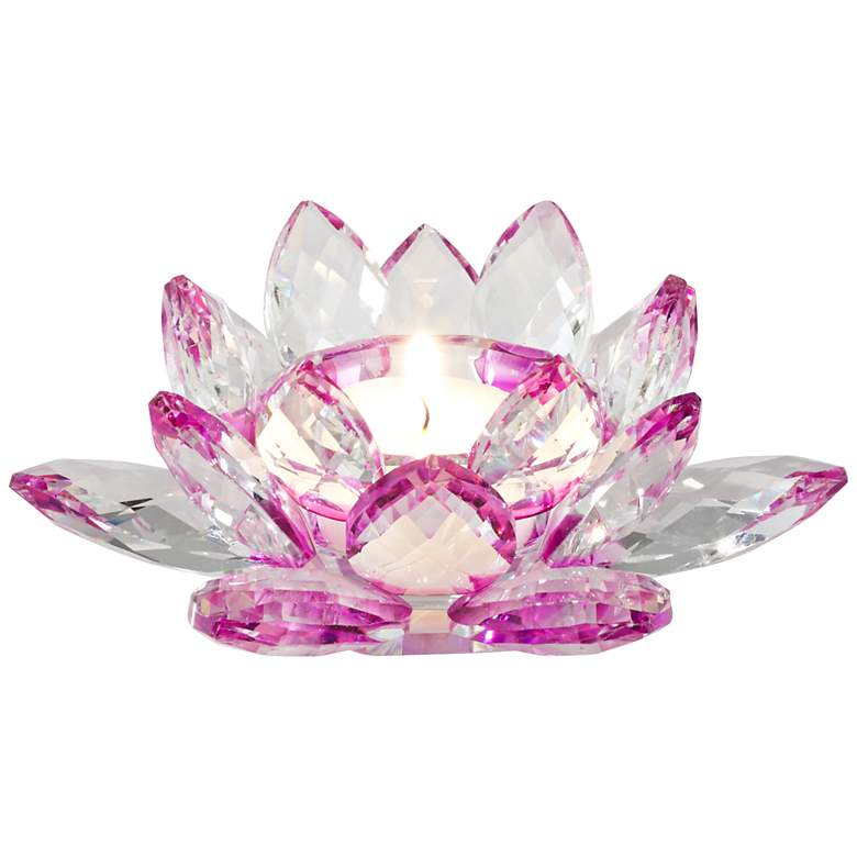 Image 1 Adeline Lotus Flower Purple Crystal Votive Candle Holder