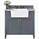 Adeline Sapphire Gray 36"W White Marble Single Sink Vanity