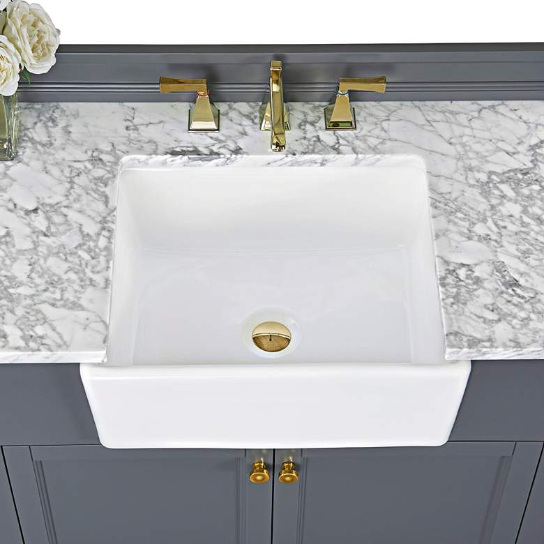 Image 5 Adeline Sapphire Gray 36 inchW White Marble Single Sink Vanity more views