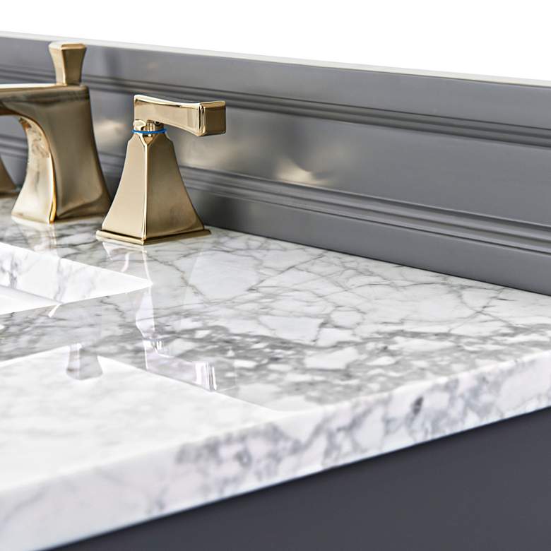 Image 6 Adeline Sapphire Gray 36"W White Marble Single Sink Vanity more views