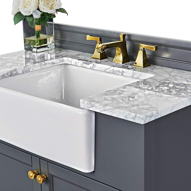 Image 7 Adeline Sapphire Gray 36"W White Marble Single Sink Vanity more views