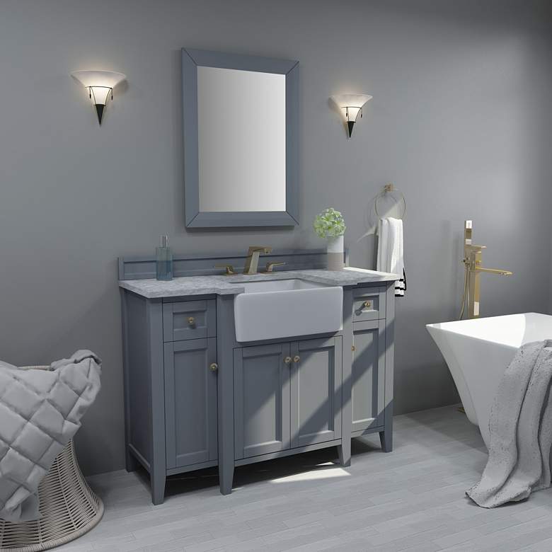 Image 1 Adeline Sapphire Gray 48 inchW White Marble Single Sink Vanity